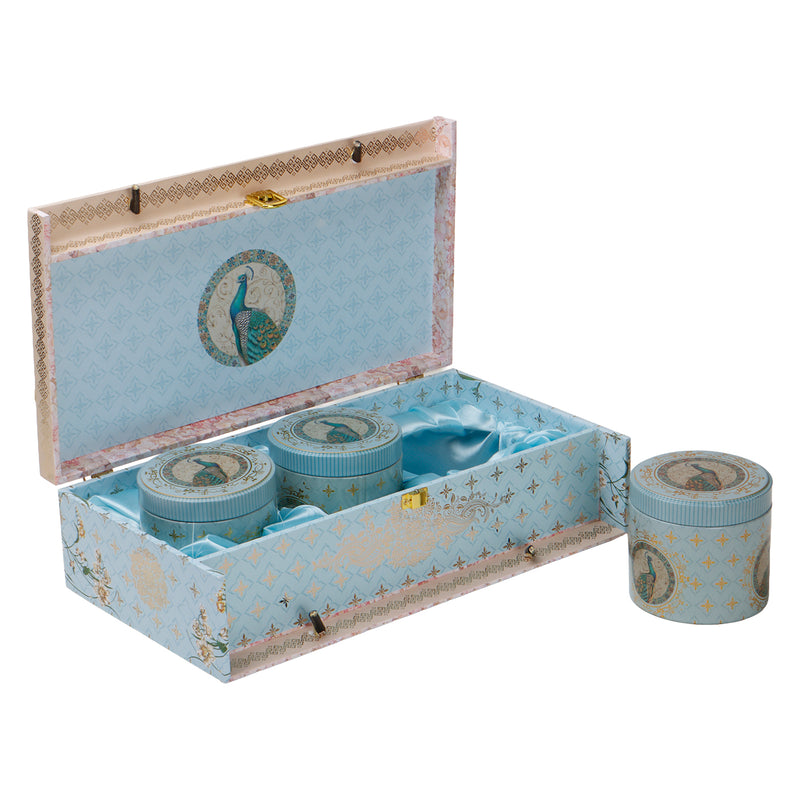 Floral MDF Hamper Box with 3 tins (13x7x3.5) Inch 9069A