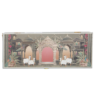 Pichwai Art Hamper Box with 3 printed muskmelon jars (14x5.5x4) Inch 9044A