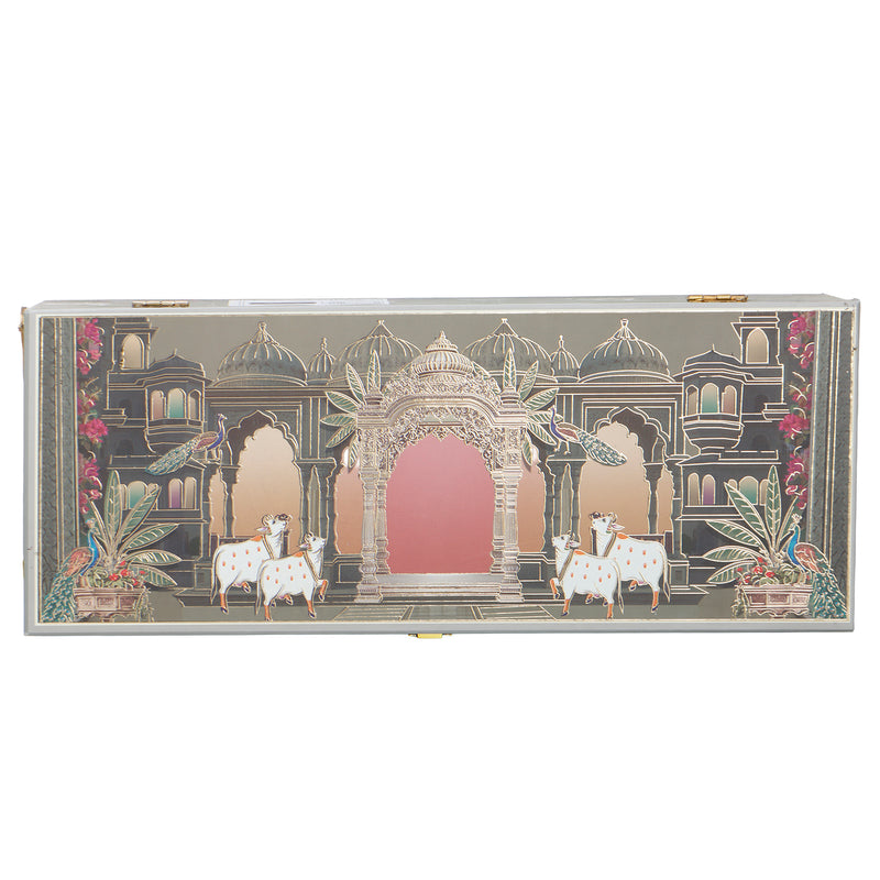 Pichwai Art Hamper Box with 3 printed muskmelon jars (14x5.5x4) Inch 9044A