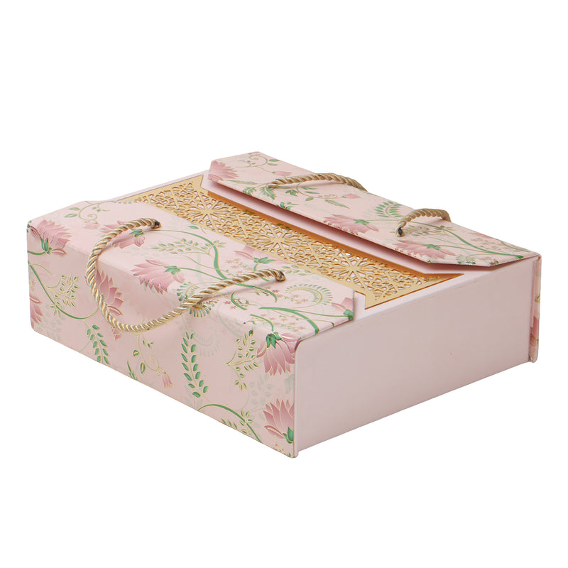 Magnetic Floral Hamper Box with 4 jars (10.25x8.25x3) Inch 9091C