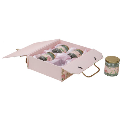Magnetic Floral Hamper Box with 4 jars (10.25x8.25x3) Inch 9091C