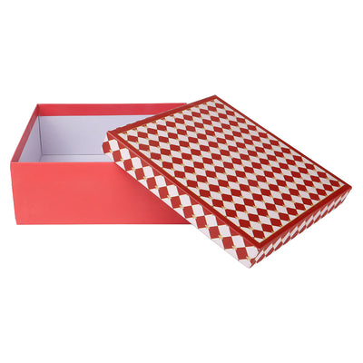  Red Top Bottom Rigid Box (8x8x3.5) Inch Material - Kappa Board | Color - Red &amp; White | 9156A 