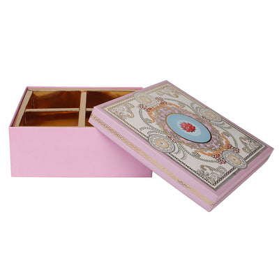 Beautiful Printed Bhaji Box with 4 compartments – 8x8x3.5 Inch | Model 9155A | Elegant Gifting Box by Nice Packaging