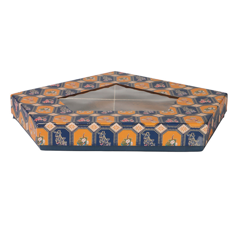 Hexagon Dry Fruit/Sweets box with transparent PVC & 4 compartment (11.5x11.75x1.25 Inches) 9151