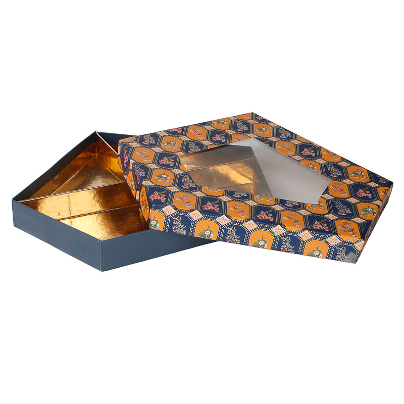 Hexagon Dry Fruit/Sweets box with transparent PVC & 4 compartment (11.5x11.75x1.25 Inches) 9151