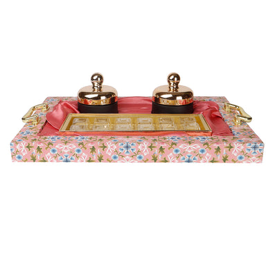 MDF Hamper with 2 crown top jars & 12 cavity tray (18x13x1.5) Inch) 9097