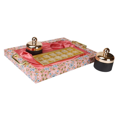 MDF Hamper with 2 crown top jars & 12 cavity tray (18x13x1.5) Inch) 9097