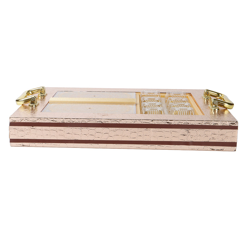 Rose Gold MDF Hamper Tray with 2 plastic container & 8 cavity (13.25x11.25x1.75) Inch 9048