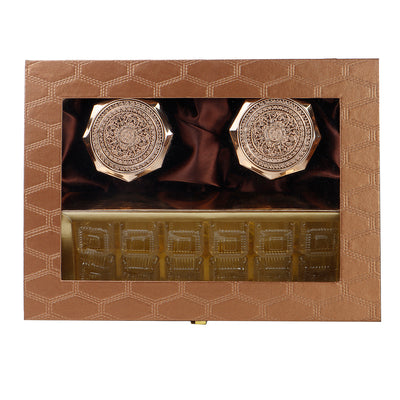 Leatherite MDF Box with 2 jars & 12 cavity tray (14x10.25x5.75) Inch 9037