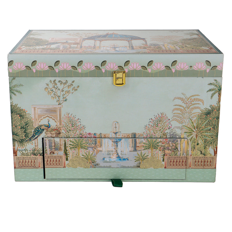 Grand MDF Bhaji Box with 4 jars, 8 cavities, and 4-compartment tray – 14x10x9 Inch | Model 2052 | Nice Packaging
