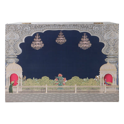 Grand MDF Bhaji Box with 4 jars, 8 cavities, and 4-compartment tray – 14x10x9 Inch | Nice Packaging