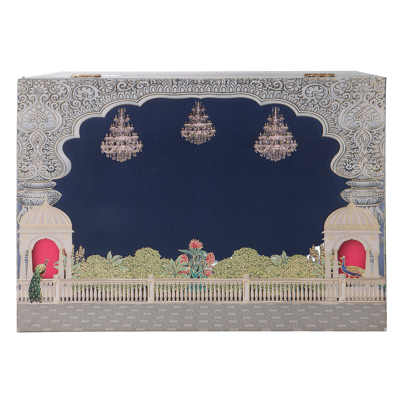 Grand MDF Bhaji Box with 4 jars, 8 cavities, and 4-compartment tray – 14x10x9 Inch | Nice Packaging