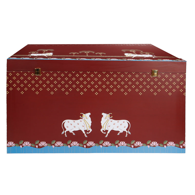 Bridal Lehenga Box Pichwai Print with Free Name Customisation Brown Colour BR04