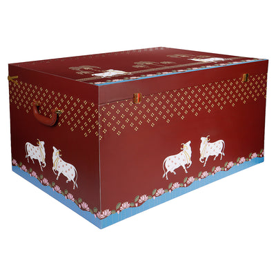 Bridal Lehenga Box Pichwai Print with Free Name Customisation Brown Colour BR04
