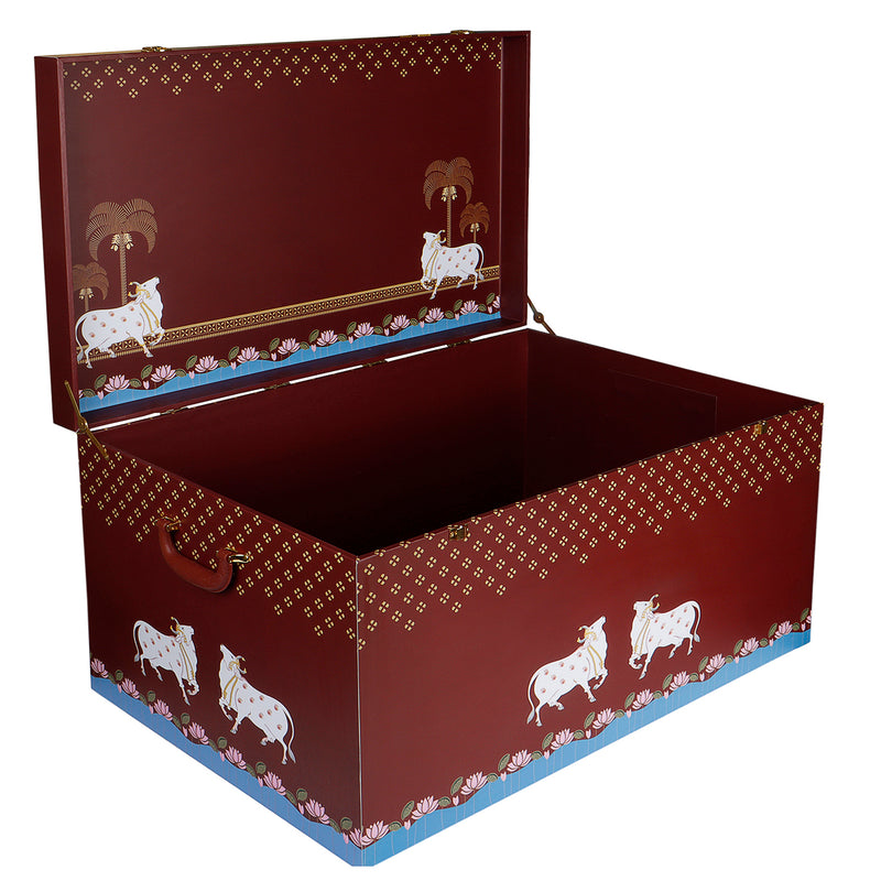 Bridal Lehenga Box Pichwai Print with Free Name Customisation Brown Colour BR04