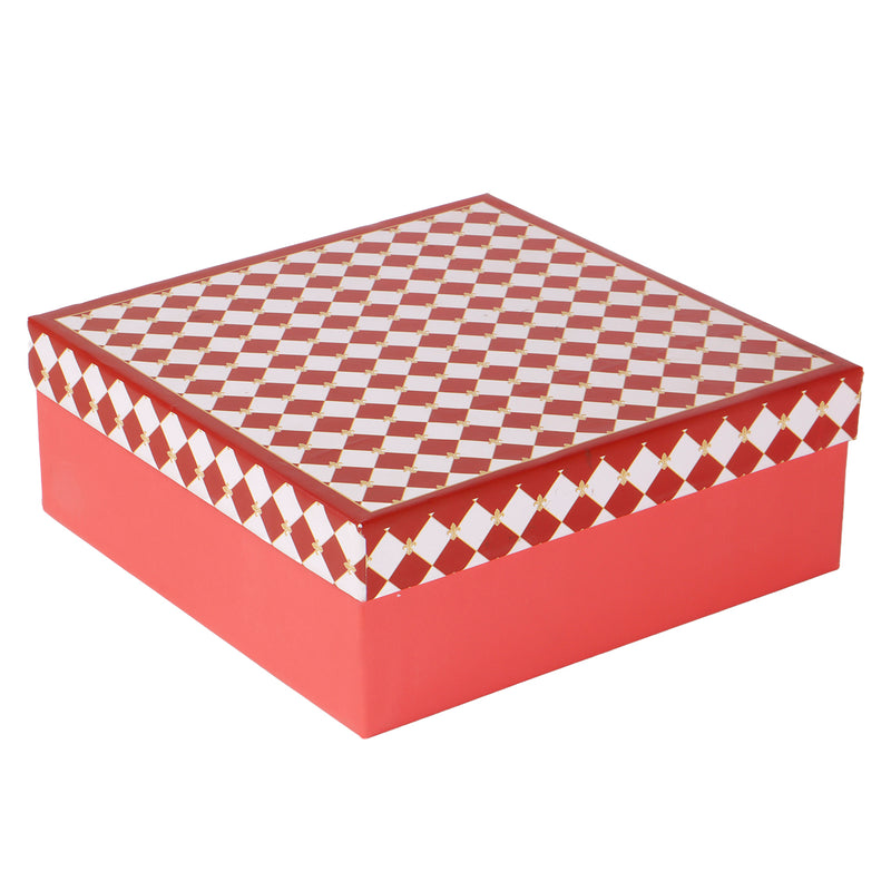  Red Top Bottom Rigid Box (8x8x3.5) Inch Material - Kappa Board | Color - Red &amp; White | 9156A 
