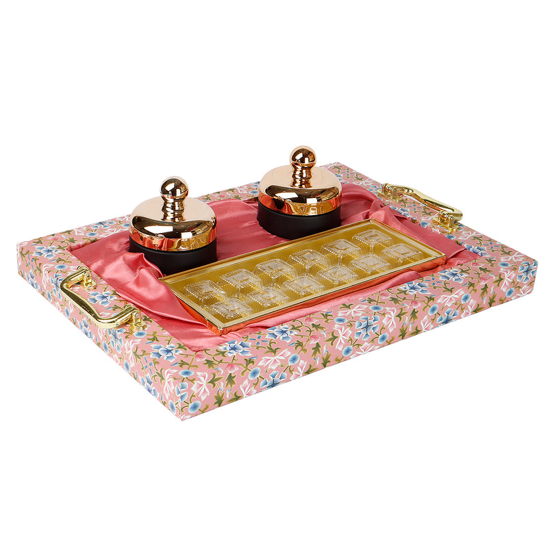 MDF Hamper with 2 crown top jars & 12 cavity tray (18x13x1.5) Inch) 9097