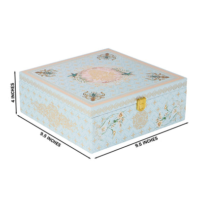 Floral MDF Hamper Box with 2 salsa jar & 8 cavity (9.5x9.5x4) Inch 9004