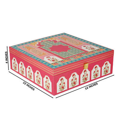 Mehfil Mahal MDF Hamper Box with 4 square jar & 9 cavity (12x12x4) Inch 9006A