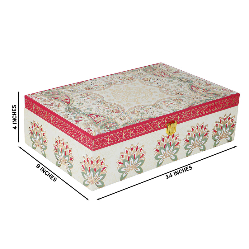 Royal Lotus Hamper Box with 2 plastic container & 2 salsa jar (14x9x4) Inch 9026A