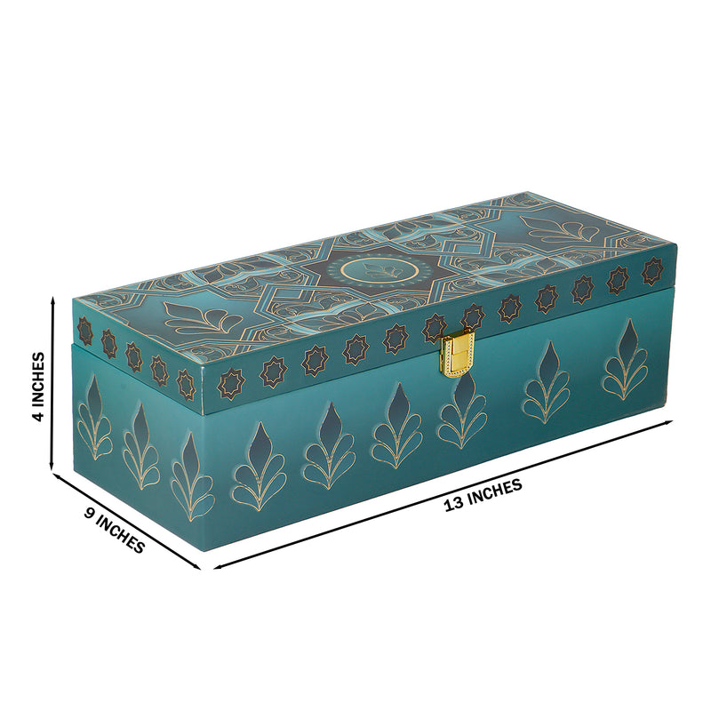 Premium Blue MDF Hamper Box with 3 printed salsa jar (13x9x4) Inch 9009B