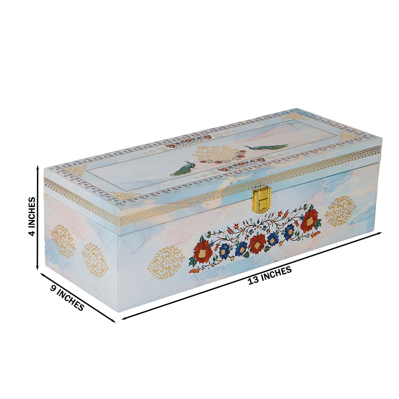 Floral MDF Hamper Box with 3 printed salsa jar (13x9x4) Inch 9009A
