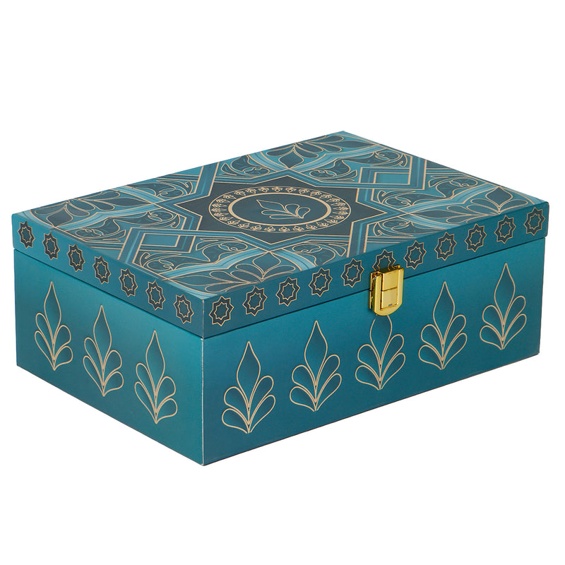 Premium Blue Hamper Box with 2 printed salsa jars (9.5x5.5x4) Inch 9065B