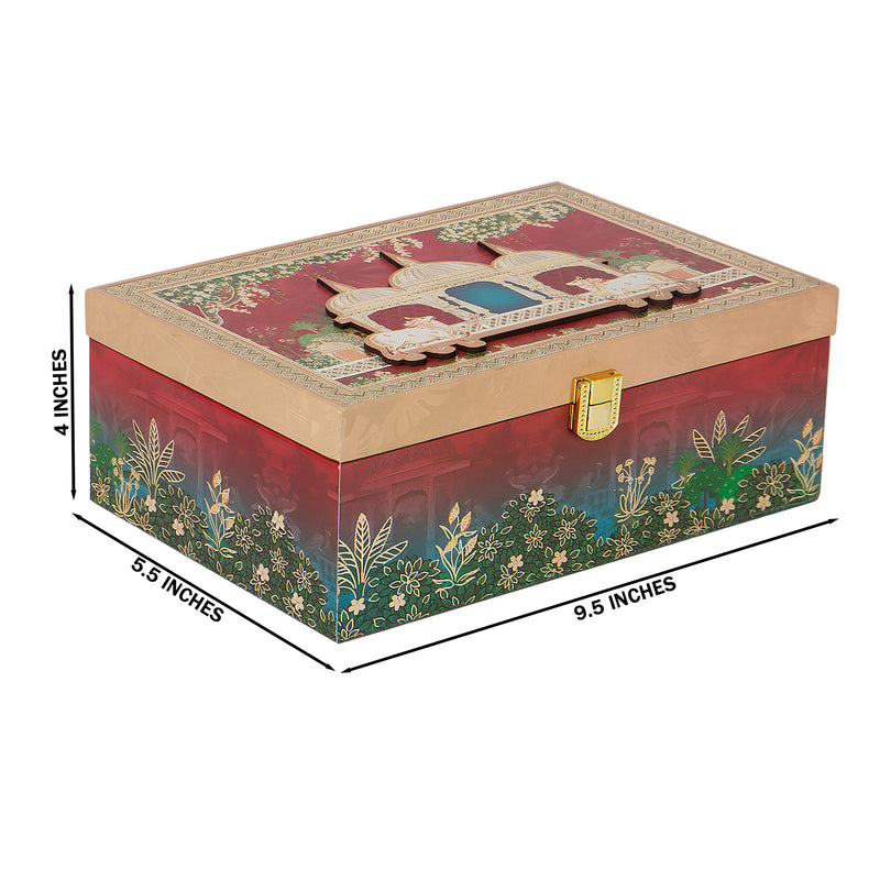 Pichwai Art Hamper Box with 2 printed salsa jars (9.5x5.5x4) Inch 9065