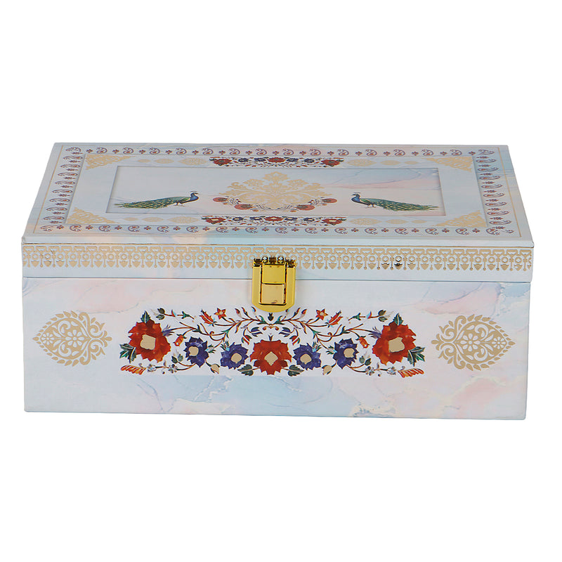 Floral Hamper Box with 2 printed salsa jars (9.5x5.5x4) Inch | The reusable box and airtight jars make it both beautiful and practical — ideal for gifting, personal use, wedding giveaways &amp; return gifts, corporate gifting &amp; employee hampers, housewarming or anniversary Gifts, or festive hampers.