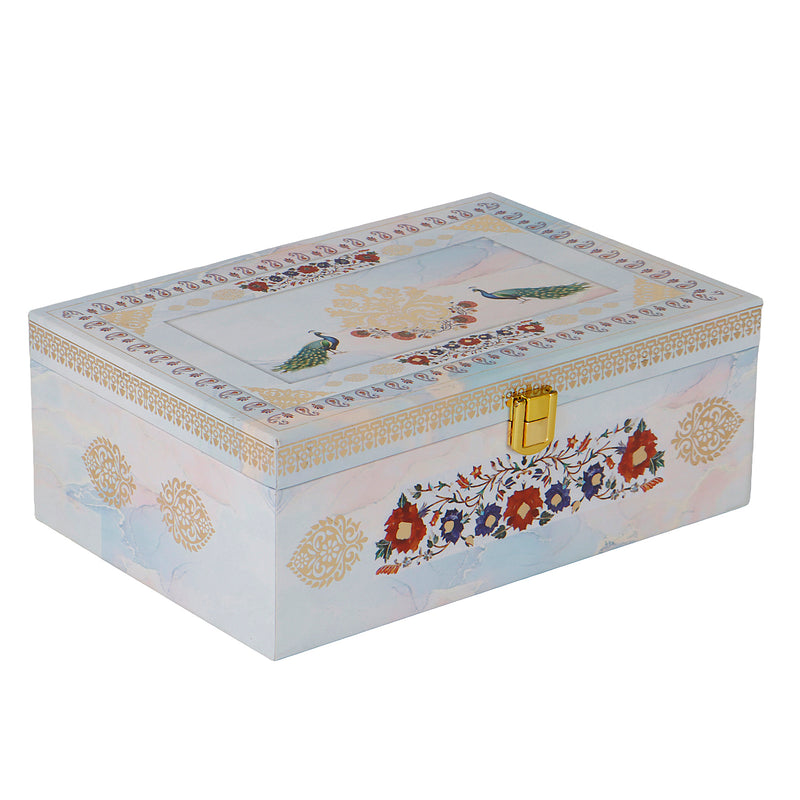 Floral Hamper Box with 2 printed salsa jars (9.5x5.5x4) Inch | The reusable box and airtight jars make it both beautiful and practical — ideal for gifting, personal use, wedding giveaways &amp; return gifts, corporate gifting &amp; employee hampers, housewarming or anniversary Gifts, or festive hampers.