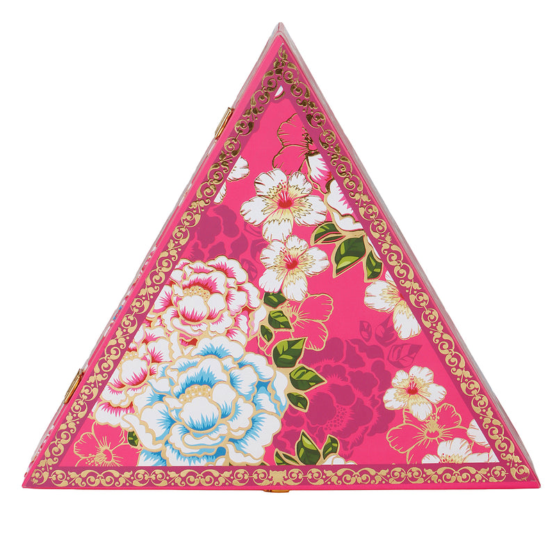 Floral Pink Triangle Gift Box with 3 small salsa glass jars (11.75x11.75x4) Inch 9032A