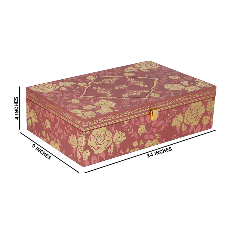 Royal Rose Floral Hamper Box with 2 plastic container & 2 salsa jar (14x9x4) Inch 9026