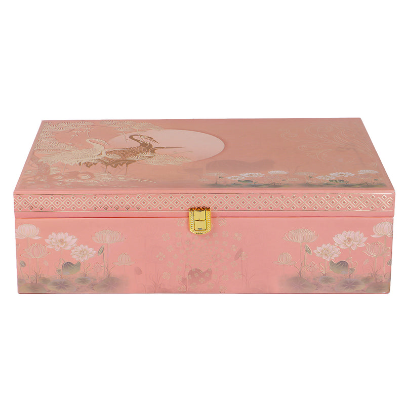 Peach Floral MDF Hamper Box Peach color with 6 jar from Nice Packaging