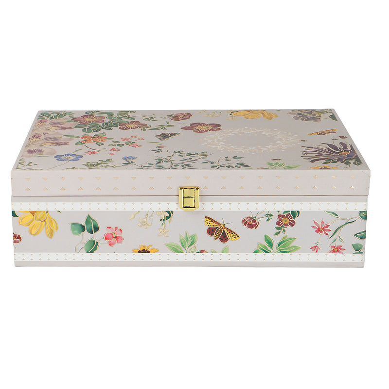 Floral MDF Box with 4 salsa jar & 8 cavity (14x10x4) Inch 9002A