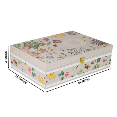 Floral MDF Box with 4 salsa jar & 8 cavity (14x10x4) Inch 9002A