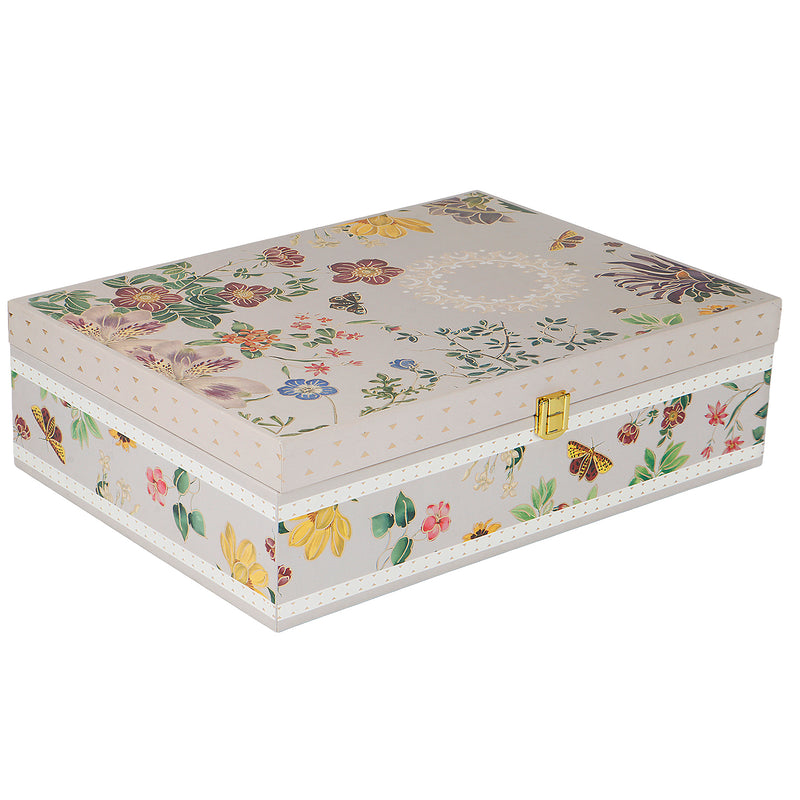 Floral MDF Box with 4 salsa jar & 8 cavity (14x10x4) Inch 9002A