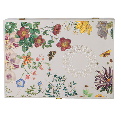 Floral MDF Box with 4 salsa jar & 8 cavity (14x10x4) Inch 9002A