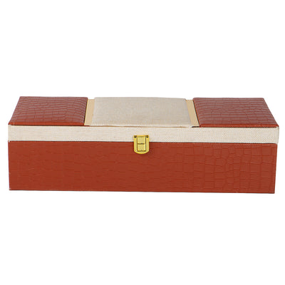 Elegant Leatherite Gift Box with 3 muskmelon jars (14x5.5x3.5) Inch 9096B