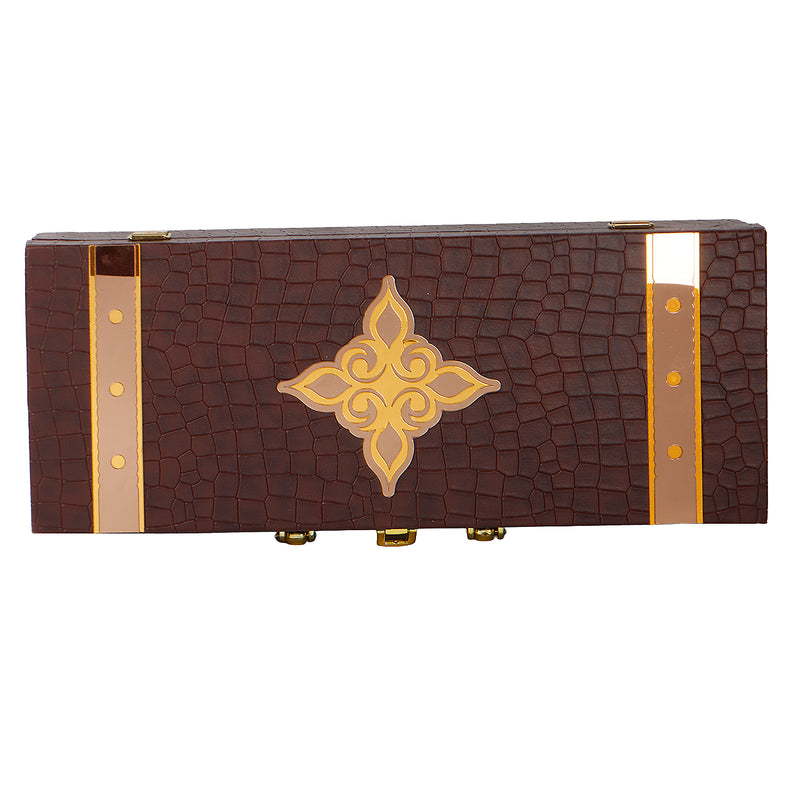 Brown Leatherite Multipurpose Gift Box with 3 muskmelon jars (14x5.5x3.5) Inch 9096A