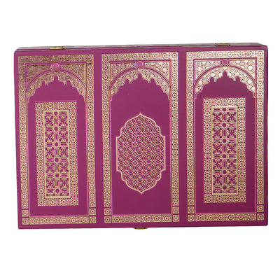 Moroccan Pattern MDF Box with 4 salsa jar & 10 cavity (14x10x4) Inch 9002