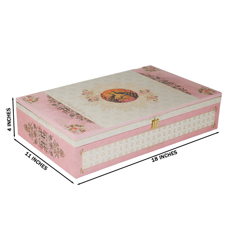 Iconic Floral Hamper Box with 4 short salsa & 16 cavity tray (18x11x4) Inch 9060B