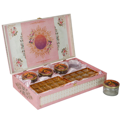 Iconic Floral Hamper Box with 4 short salsa & 16 cavity tray (18x11x4) Inch 9060B