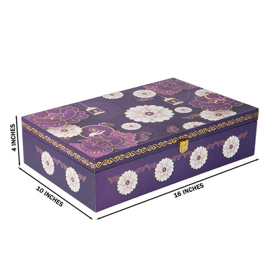 Floral MDF Hamper Box with 4 salsa jar & 3 liner cavity (16x10x4) Inch 9005