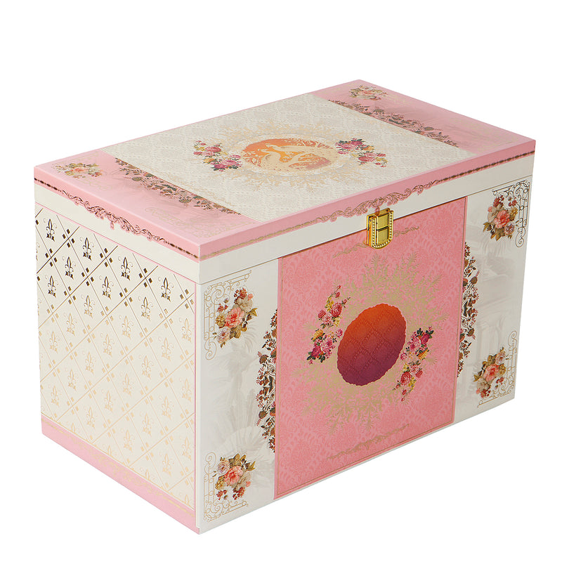 Blush Pink Luxury Hamper Box with 2 crown top jar & 10 cavity tray (12x7x8) Inch 9038