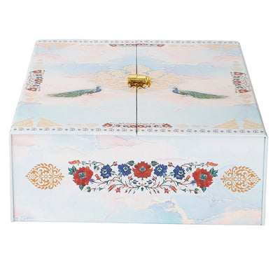 Floral MDF Hamper Box with 2 printed salsa jar & 12 cavity (9.5x12.75x3.75) Inch 9064A
