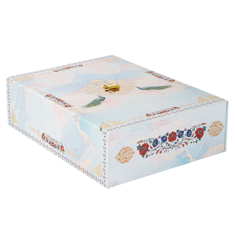 Floral MDF Hamper Box with 2 printed salsa jar & 12 cavity (9.5x12.75x3.75) Inch 9064A