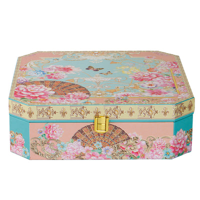 Elegant Floral Hamper Box with 2 floral printed tins & 8 cavity tray (10.5x10.5x3) Inch 9043A