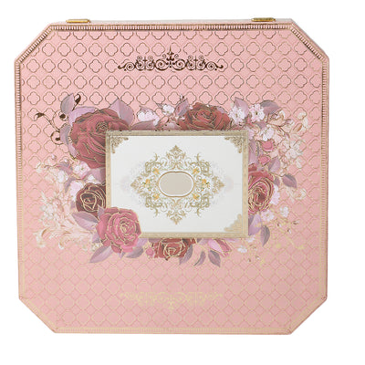 Elegant Pink Floral Hamper Box with 2 muskmelon jars & 8 cavity tray (10.5x10.5x3) Inch 9043