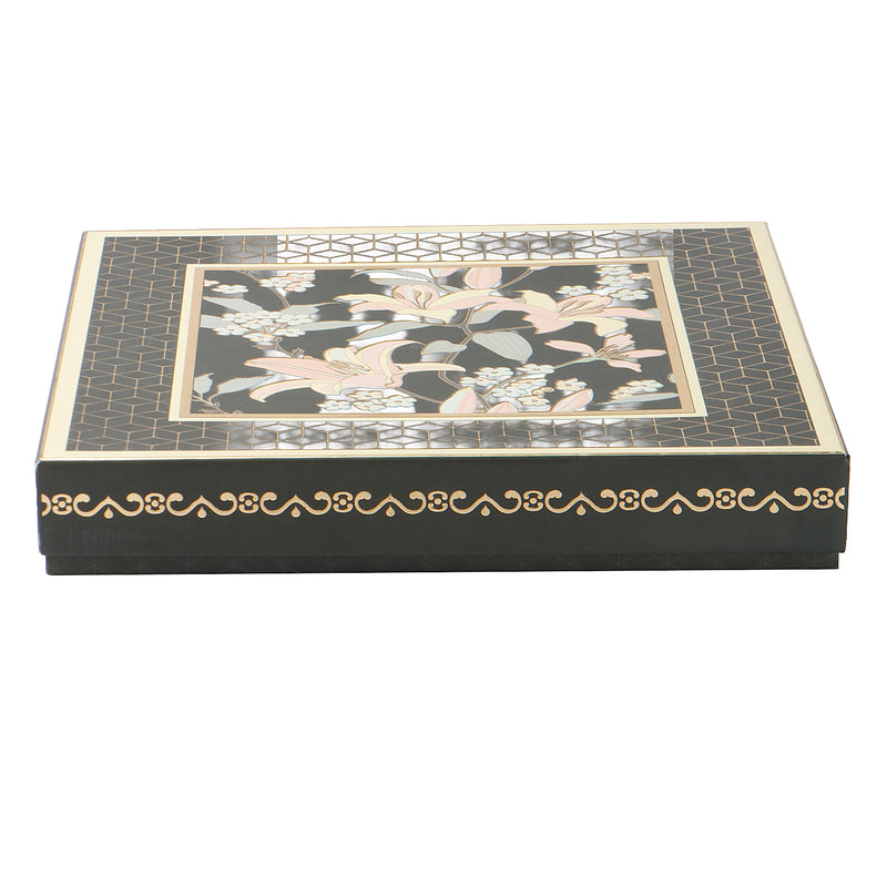 Floral Hamper Dry fruit Box with 4 compartments (10x10x1.5) Inch 9057