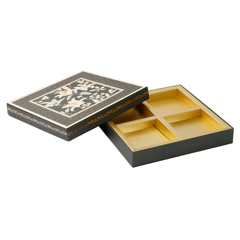 Floral Hamper Dry fruit Box with 4 compartments (10x10x1.5) Inch 9057
